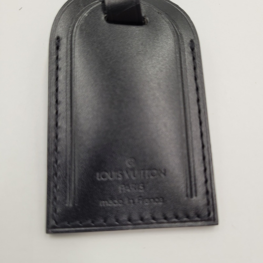 Louis Vuitton Black Leather Luggage Tag Personalized SWD Made in France - Picture 2 of 6